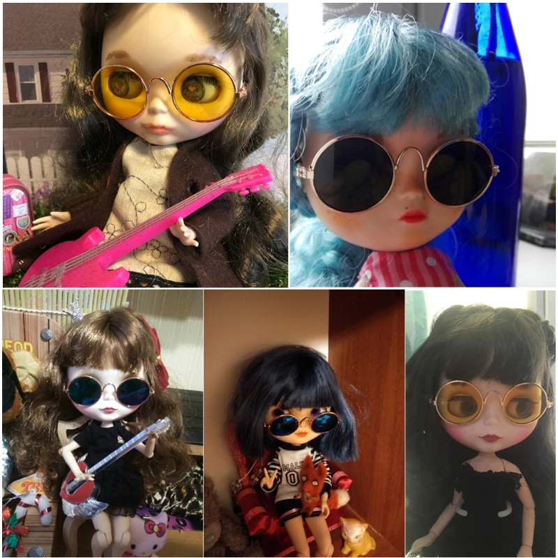 1PC Doll Accessories Round Eyeglasses Pink Glasses Sunglasses American Girl Toy Photo Props Pet Dog Cat Sunglasses 3