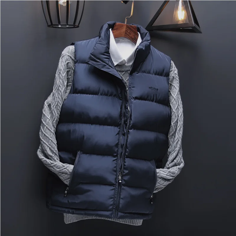 Couples Men down Feather Cotton Vest Men's Spring And Autumn Korean-style Trend Handsome Waistcoat Coat Men's Warm Vest
