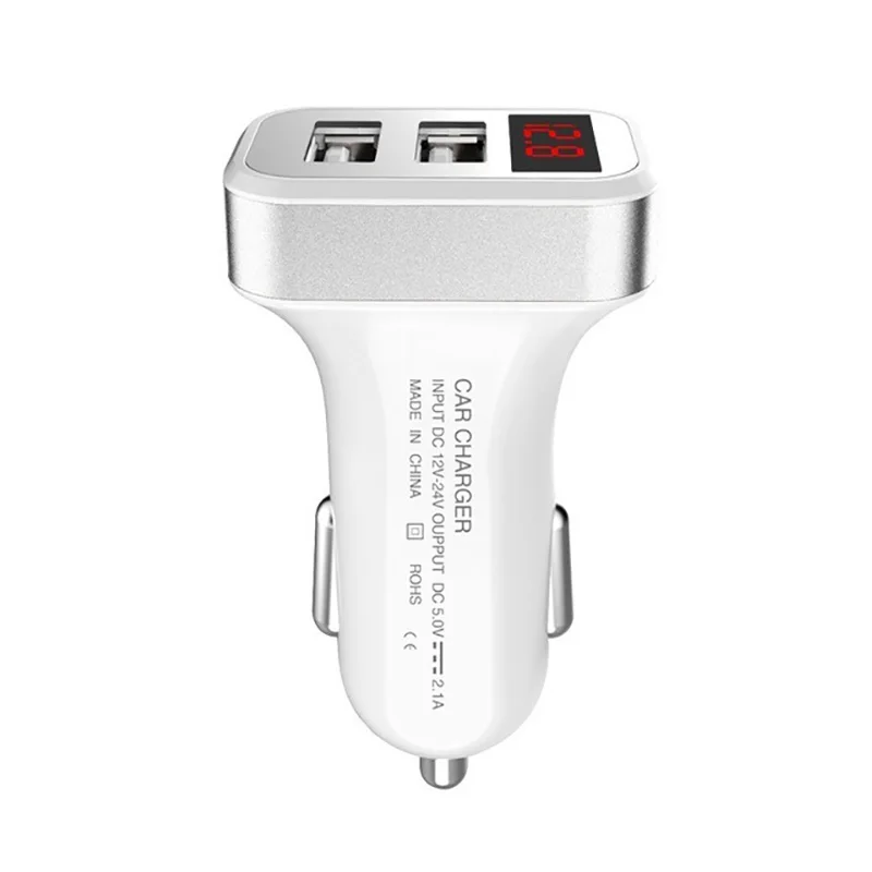 Silver Charger(USB adapter with voltmeter and ammeter in car cigarette lighter - Color Name: Silver