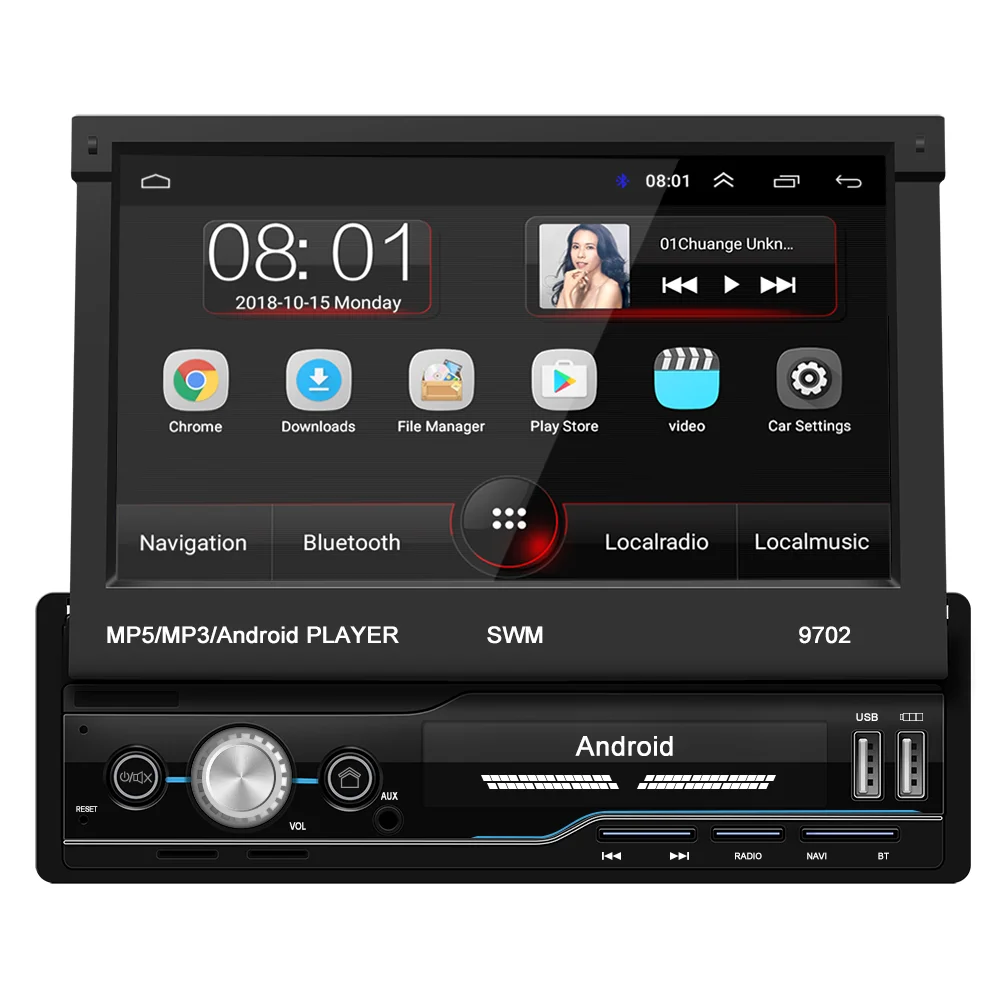 

MP5 Player Android 8.1 System 7-inch Telescopic Car MP5 / MP3 Card Player GPS Navigation Bluetooth Reversing