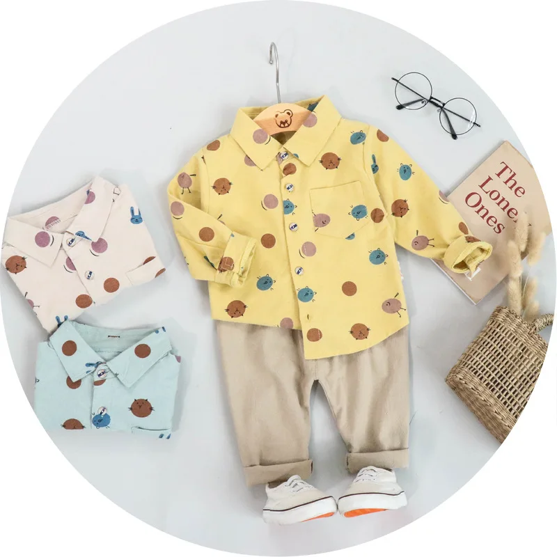 

2019 Spring And Autumn CHILDREN'S Shirt Set Korean-style Set BOY'S Handsome Long Sleeve Two-Piece Set Baby out Clothes