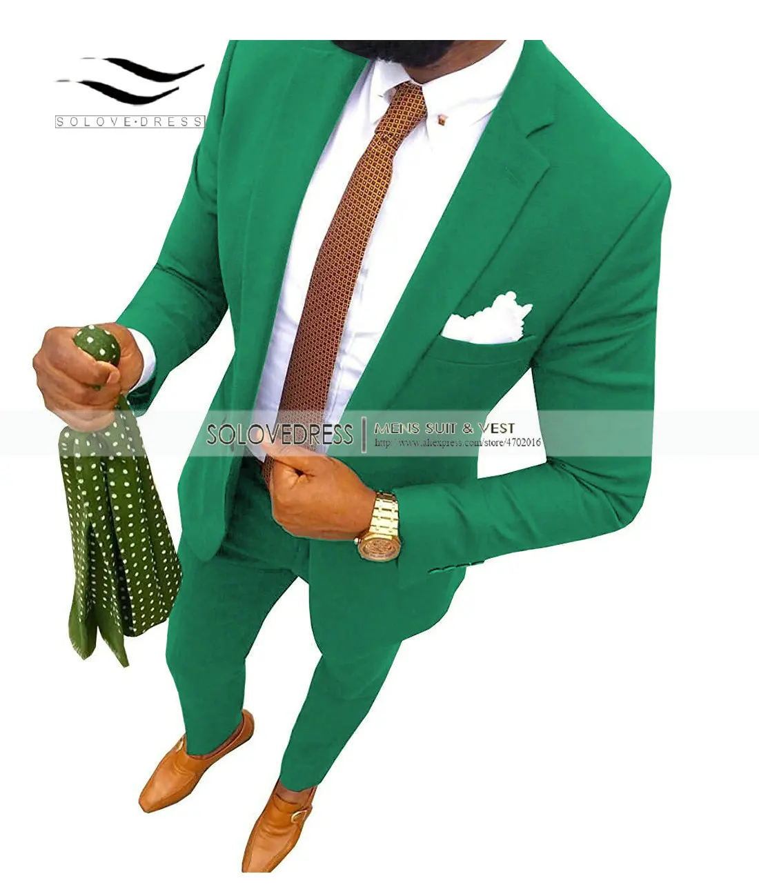 Новый кофейный мужской костюм модный из 2 предметов смокинговый блейзер для