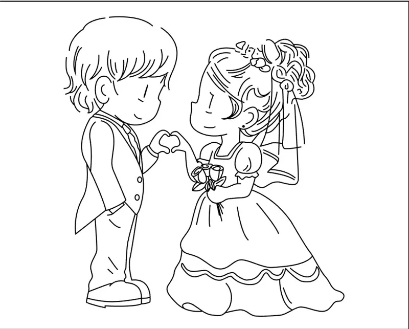 

10x8 Boy and girl getting married Transparent Clear Stamps for Scrapbooking for DIY Card Making Cutting Crafts Stencil