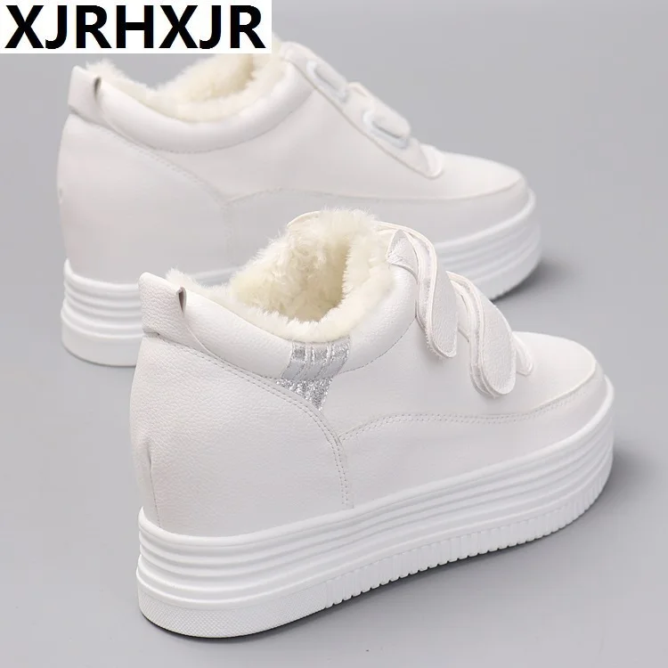 

2019 High 8cm Winter Women Shoes Warm Fur Plush Lady Casual Shoes Hook&loop Fashion Sneakers Platform Snow Boots Big Size 40