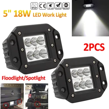 

2x 18W 12V 24V 2000LM Waterproof LED Work Light Spotlight Floodlight Beam 6500K for Motorcycle Tractor Boat 4WD Offroad SUV ATV