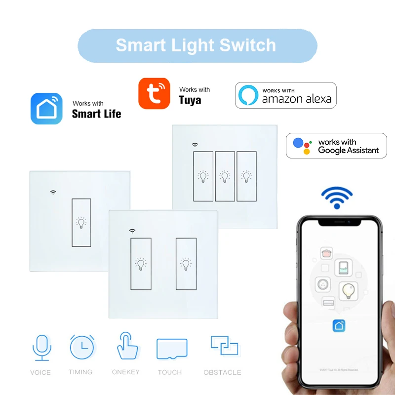 Умный светильник ключатель света Tuya Smart life Wi-Fi сенсорная панель беспроводные
