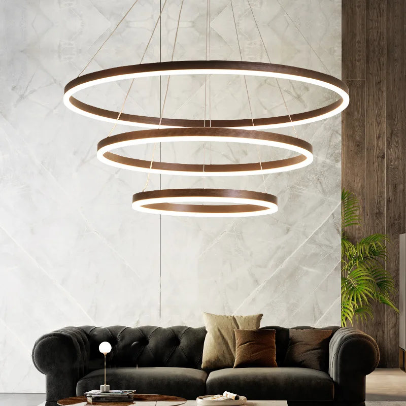 

Living Room Chandelier Simple Creative Cool LED Acrylic Ceiling Lamp Northern European-Style Circle Aluminum Restaurant Industri