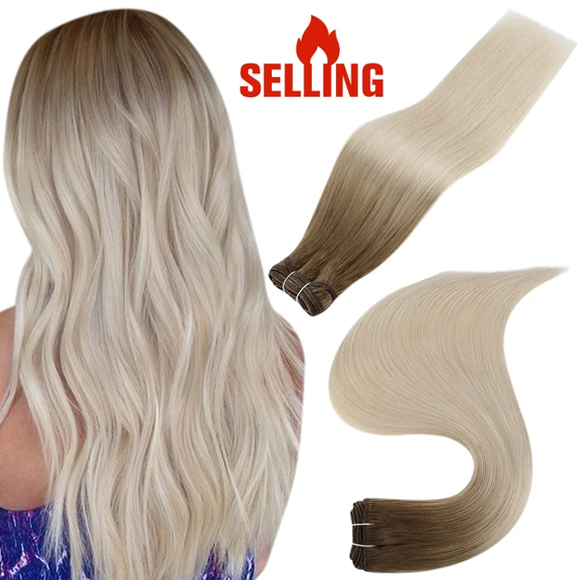 Full Shine Human Hair Weft Extensions Hair Bundles Ombre Blonde Color 100g Sew In Silky Straight Remy Skin Double Weft For Salon 7b613