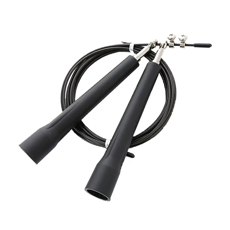 JR009 fat handle ball bearing basic steel skip rope jump cord adjustable fitness crossfit double under