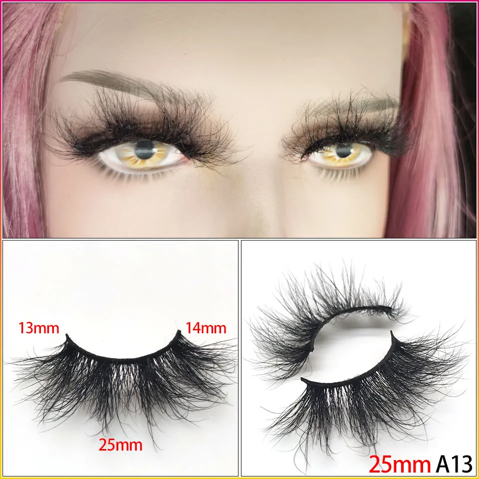 Fluffy Mink Eyelashes 25mm Lashes Makeup Thick 5D Mink False Eyelashes 100% Hand Made Eyelash For Wholesale Fake Lashes 3d mink lashes set 20 pairs wholesale false eyelashes vendor makeup eyelash packaging box dramatic 25mm mink lashes bulk