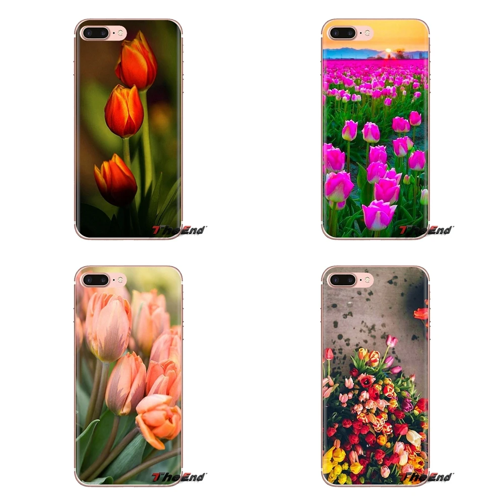 TPU Case For Huawei P Smart Y6 P8 P9 P10 Plus Nova P20 Lite Pro Mini 2017 SLA-L02 SLA-L22 2i Red Blue Spring Tulips flower field |