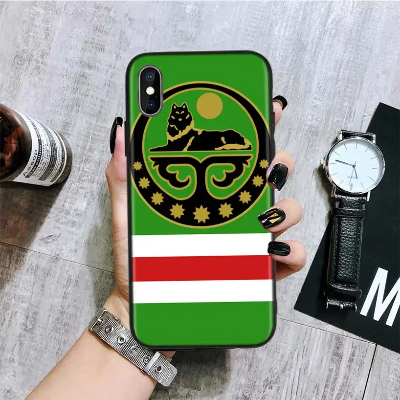 Черный чехол-накладка для телефона с изображением флага чеченки для Apple IPhone 11 Pro XS MAX XR 7 8 6 6S Plus X 10 Ten 5 5S SE Coque Shell