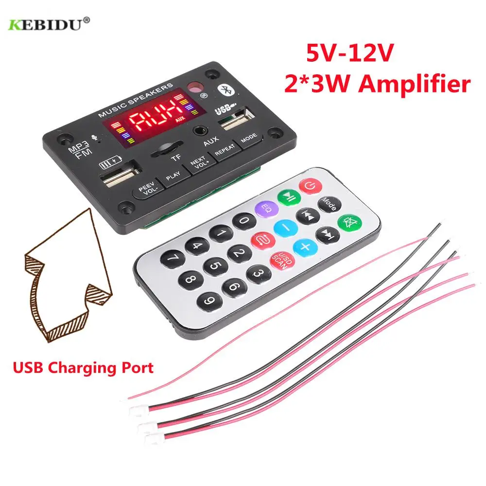 2*3 Вт усилитель 5 в 12 В MP3 декодер плата запись аудио модуль USB TF FM радио Bluetooth
