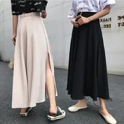 Новинка 2019 года, летняя стильная Корейская стильная свободная шикарная юбка средней длины с завышенной талией и драпировкой для похудения
