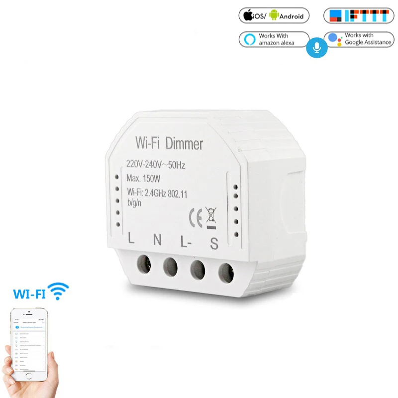 DIY Smart WiFi Light LED Dimmer Switch Smart Life/Tuya APP Remote Control 1/2 Way Switch,Works with Alexa Echo Google Home