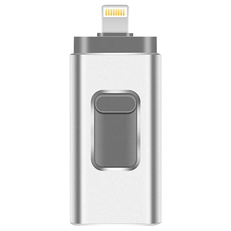Серебристый Популярный флеш-накопитель USB 3,0 Mirco USB/IOS/Pen Drive для samsung iphone 8 7 6 Plus iPad Air 16gb 32gb 64gb 128gb 256gb 512gb - Цвет: Серебристый