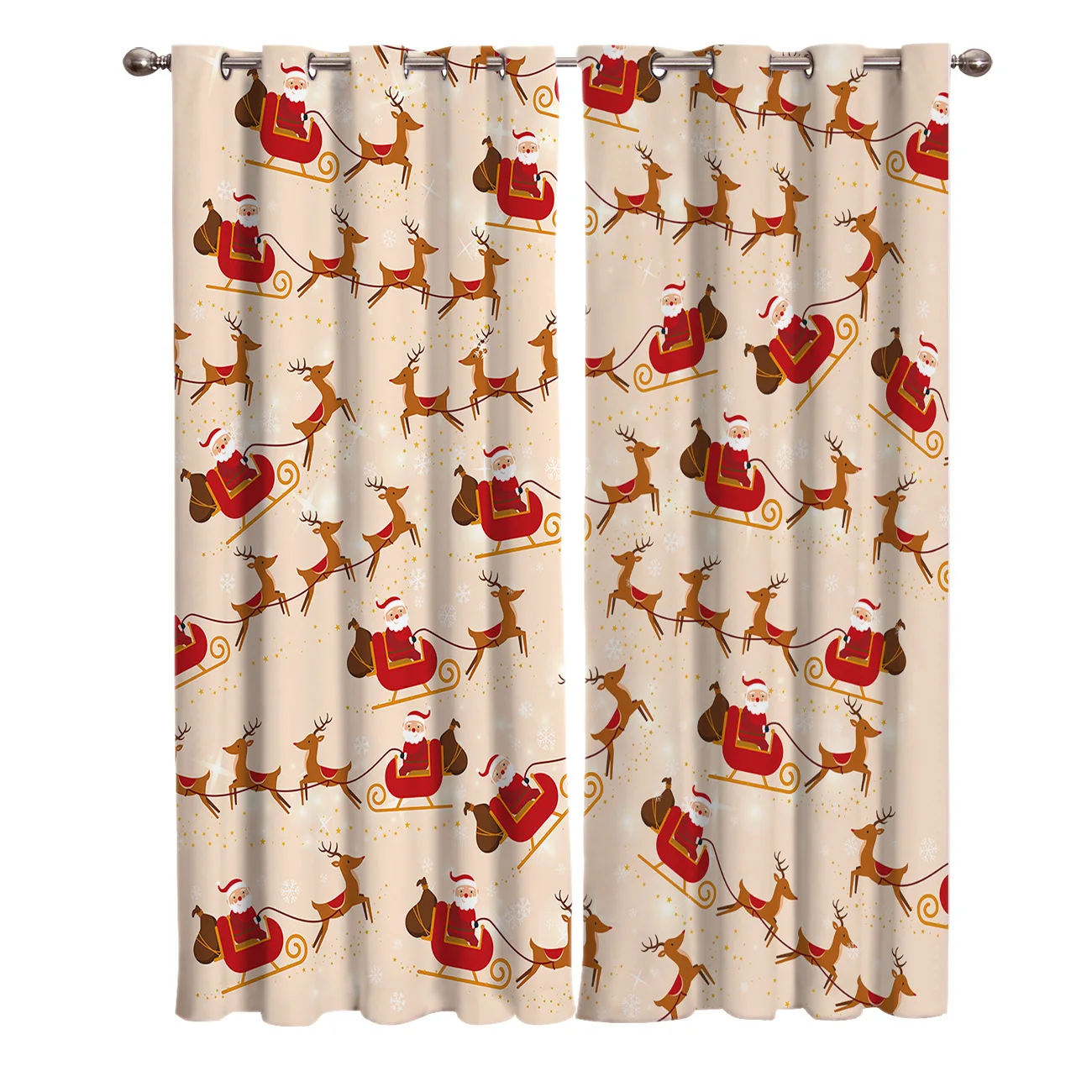 

Merry Christams Happy New Year Santa Snonwman Present Room Curtains Large Window Curtain Lights Living Room Curtains Bathroom