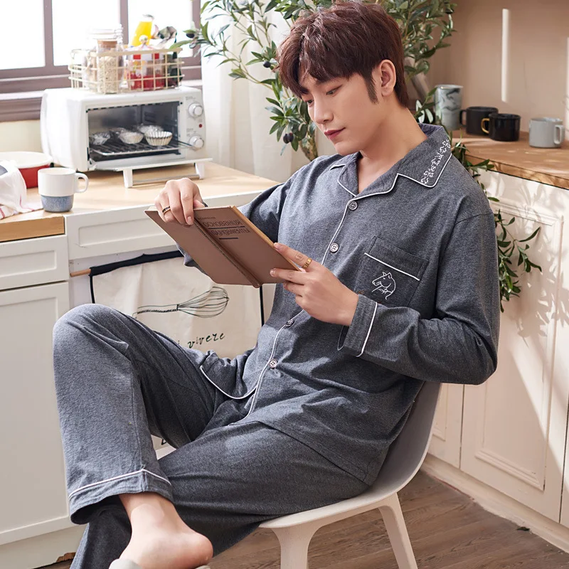 

Pyjama Homme In The Spring And Autumn Thin Kind Of Young Middle-aged Male Cardigan Summer Can Wear Outside Leisurewear Suit