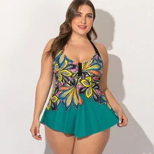 Новинка, женский купальник, плюс размер, 7XL, контроль живота, танкини, набор, с рюшами, купальник, пуш-ап, купальник, Ретро стиль, пляжная одежда, купальники