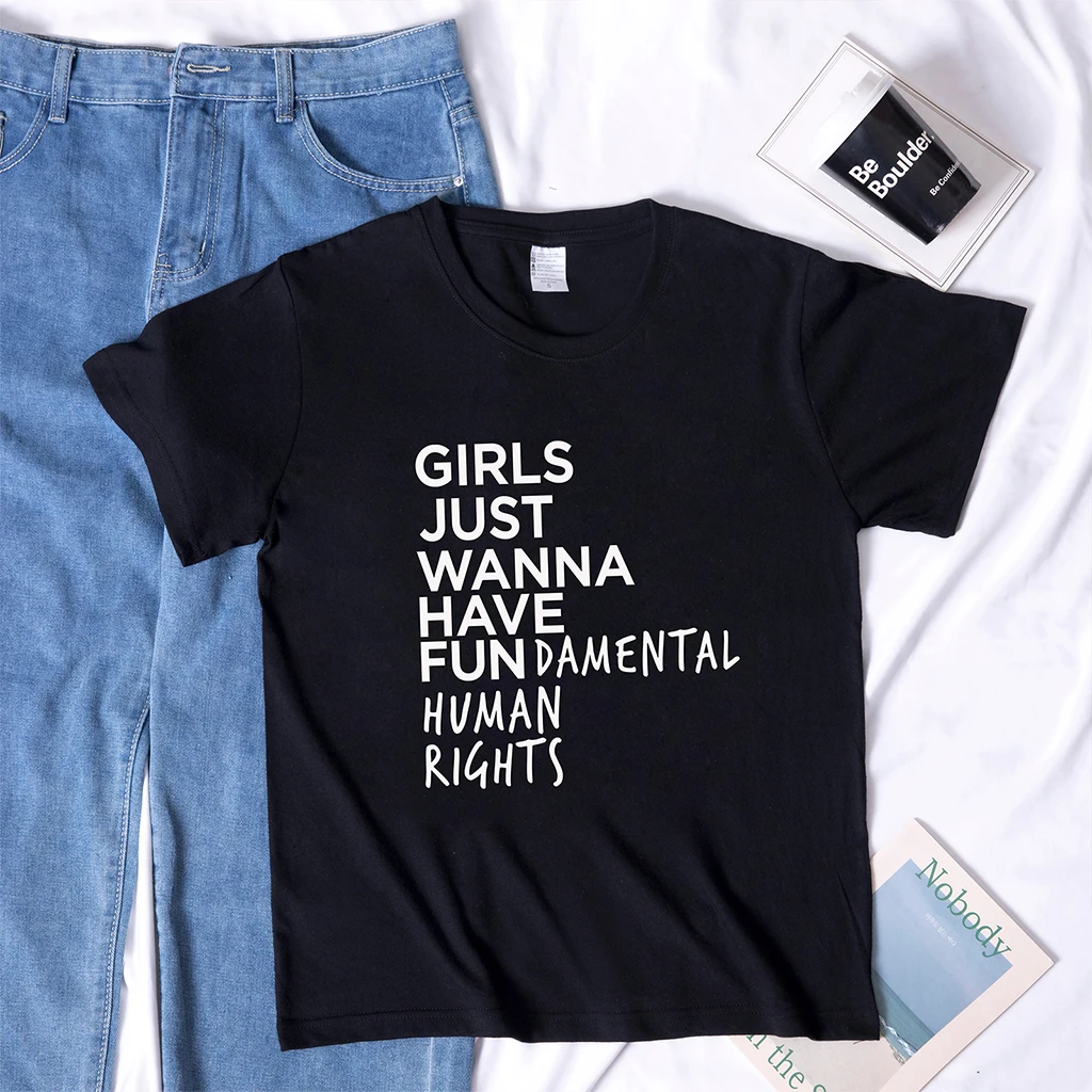 Human Rights Shirt Girls Just Wanna Have Fundamental Human Rights Shirt Fundamental Rights Shirt Women's Rights Shirt Feminist Shirt