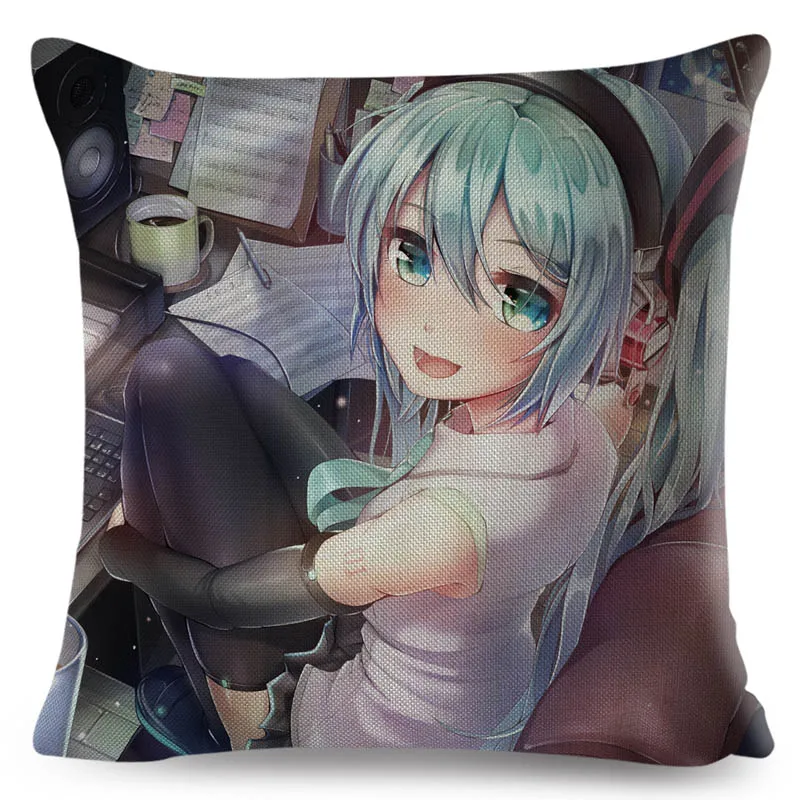 VOCALOID Hatsune Miku музыкальная подушка для девочки чехол для дивана дома автомобиля Мультяшные подушки Чехлы 45x45 см декор наволочки Чехлы на подушку - Цвет: 15