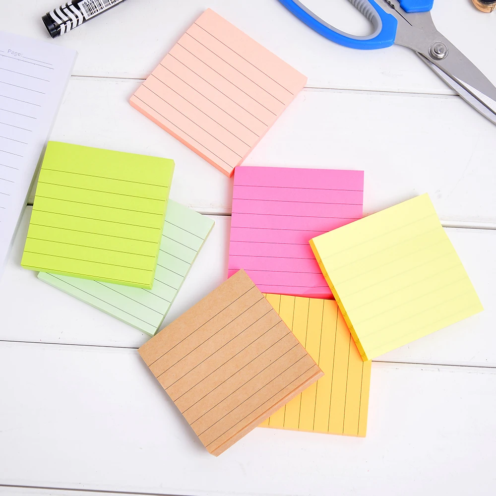 Крафт-бумага Флуоресцентный цвет квадратный индекс post-it конфеты цвет полоса горизонтальная линия Примечание post-it 7