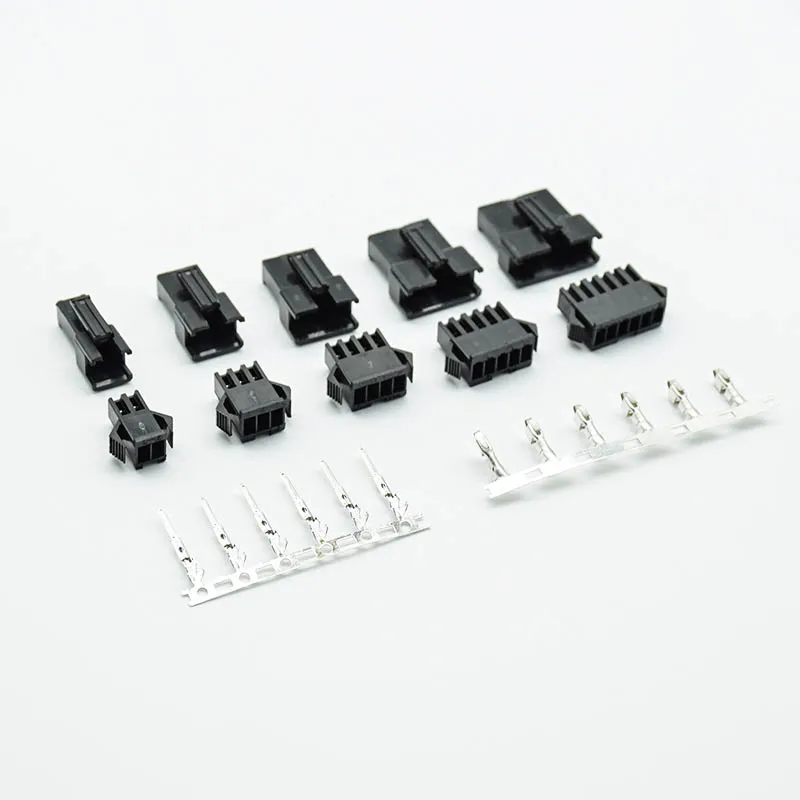 

10sets/lot connectors SM2/3/4/5/6Pins Pitch 2.54MM Female and Male Housing + terminals SM-2P SM-2R JST SM2.54mm black