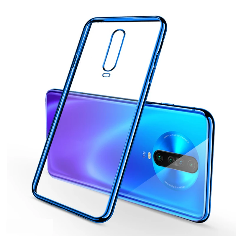 Роскошный прозрачный мягкий ТПУ чехол для Xiaomi Pocophone POCO X2 с лазерным покрытием