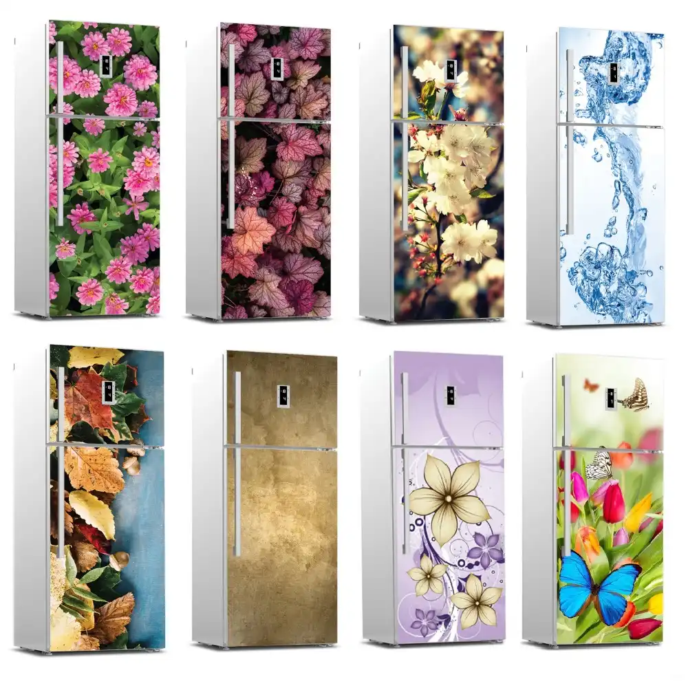 Diy Dishwasher Refrigerator Wrap Flower Waterproof Freezer Sticker Art Fridge Door Cover Wallpaper Renew Kitchen Accessories Wall Stickers Aliexpress