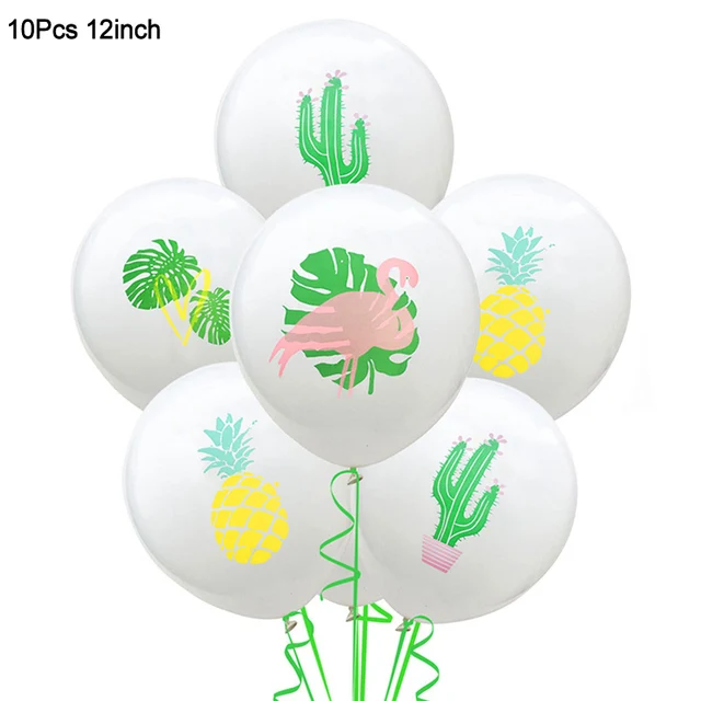 Hawaiian Party Decorations Palm Leaves Bunting Banner Luau Flamingo Summer Tropical Party Decoration Jungle Safari Party Ballons 10pcs balloon set3