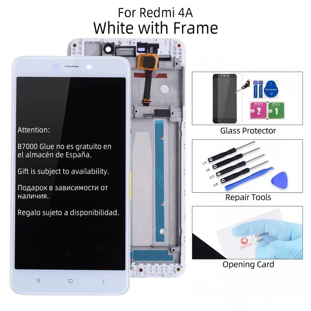 Дисплей для For Xiaomi Redmi 4X 4A LCD в сборе с тачскрином на рамке 5.0'' черный белый золото - Цвет: 4A White with Frame