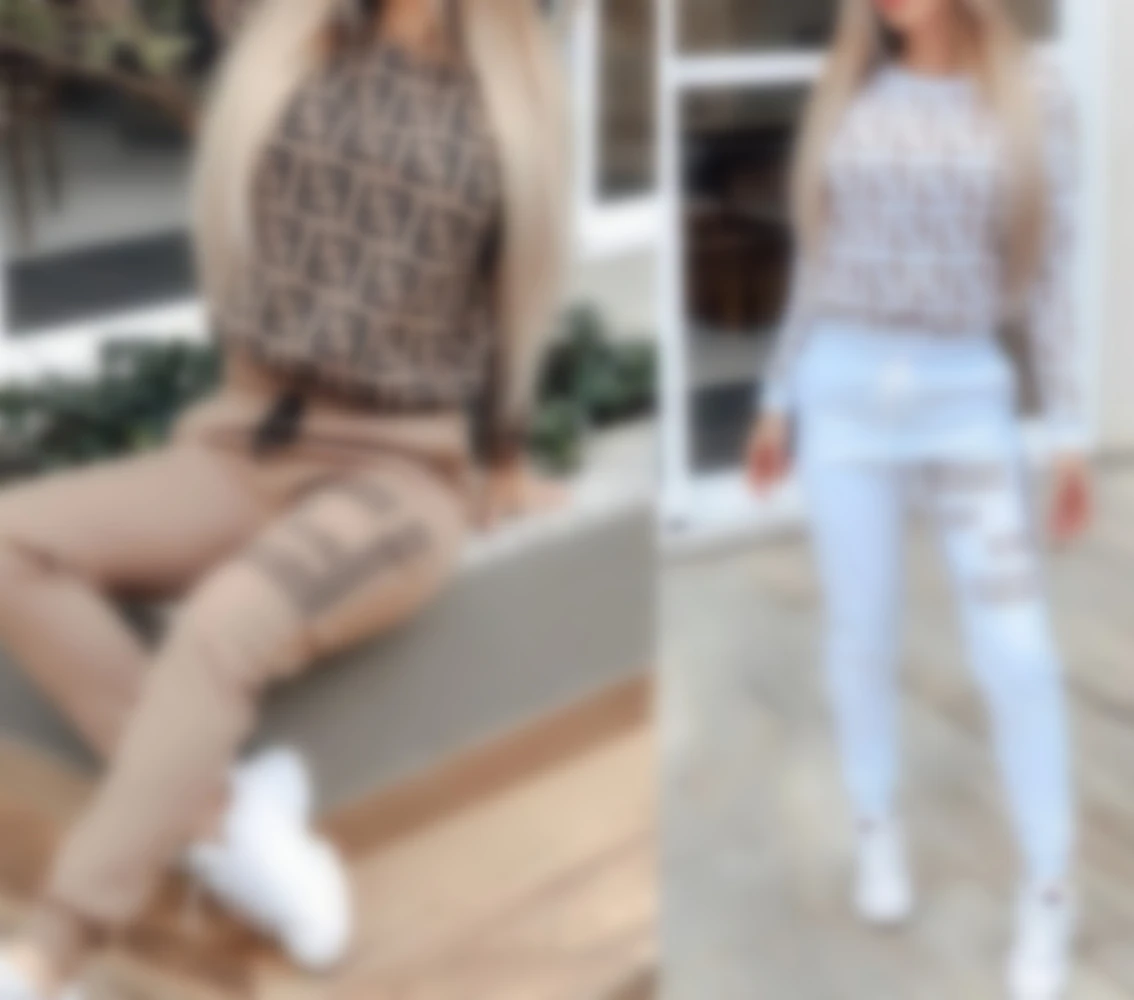 Autumn Sport Two Piece Suit Women Tracksuits Print Long Sleeve Pullover Sweatshirts Top+jogger Sweatpants Winter Matching Sets |