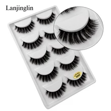 LANJINGLIN 50 boxes/lot natural long mink eyelashes faux cils soft volume 3d lashes hand made false eyelashes wholesale G6