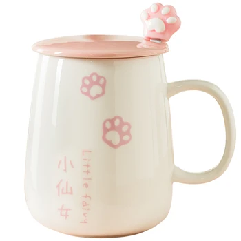 

Handmade Ceramic Coffee Mugs Creative Cute Print Porcelain Cups Stirring Personalized Lid Luxury Animal Interesting Mugs KK60MK