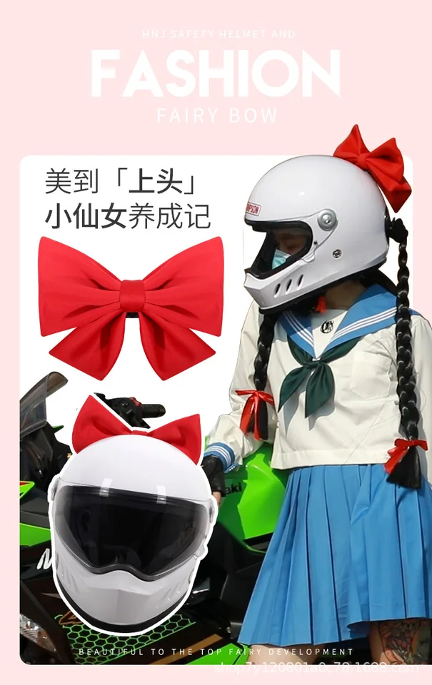 3T-SISTER Crystal Bow For Motorcycle Helmet - Velcro Attachment, 7 Colors, Helmet Accessory Decoration