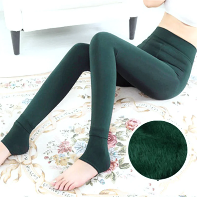 Green Tights Зимние Бархатные Теплые красные колготки, формирующие сексуальные бедра, женские плотные колготки большого размера, теплые женские колготки, чулки - Цвет: Green Tights