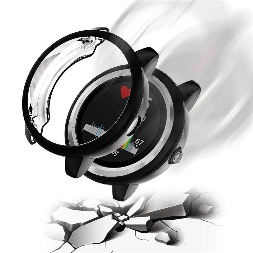 Funda protectora galvanizada de lujo para reloj Garmin vivoactive 3 Trainer, película de silicona para pantalla, TPU