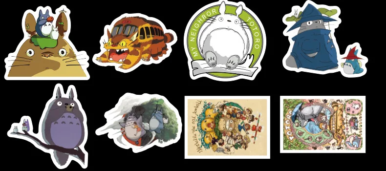 50pcs Stickers Miyazaki Hayao Anime Sticker My Neighbor Totoro/Spirited Away for Skateboard Bicycle Laptop Waterproof Decals