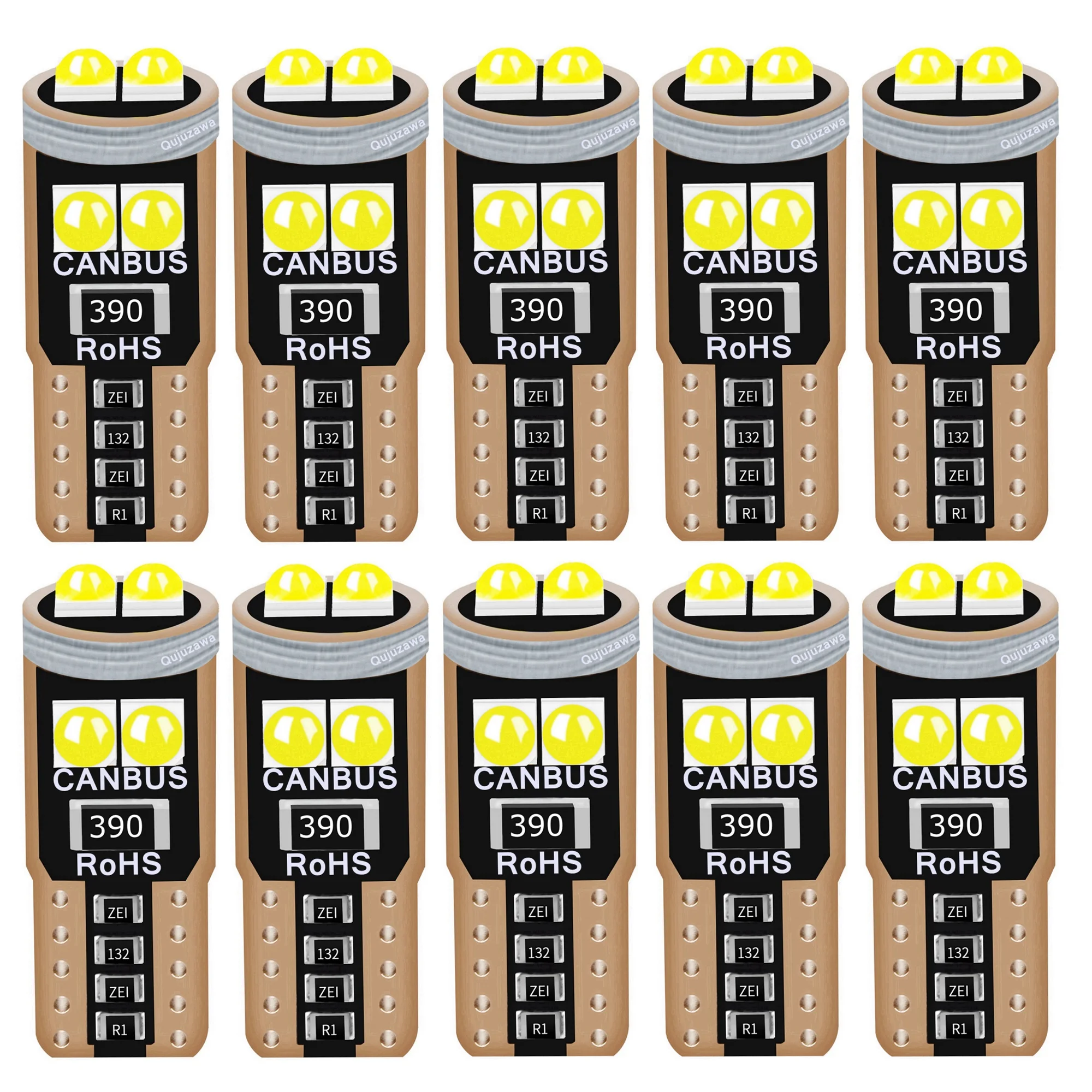 10Pcs T10 W5W WY5W 2825 Super Bright LED Canbus No Error Car Interior Reading Dome Lights Auto Parking Lamp Wedge Tail Side Bulb