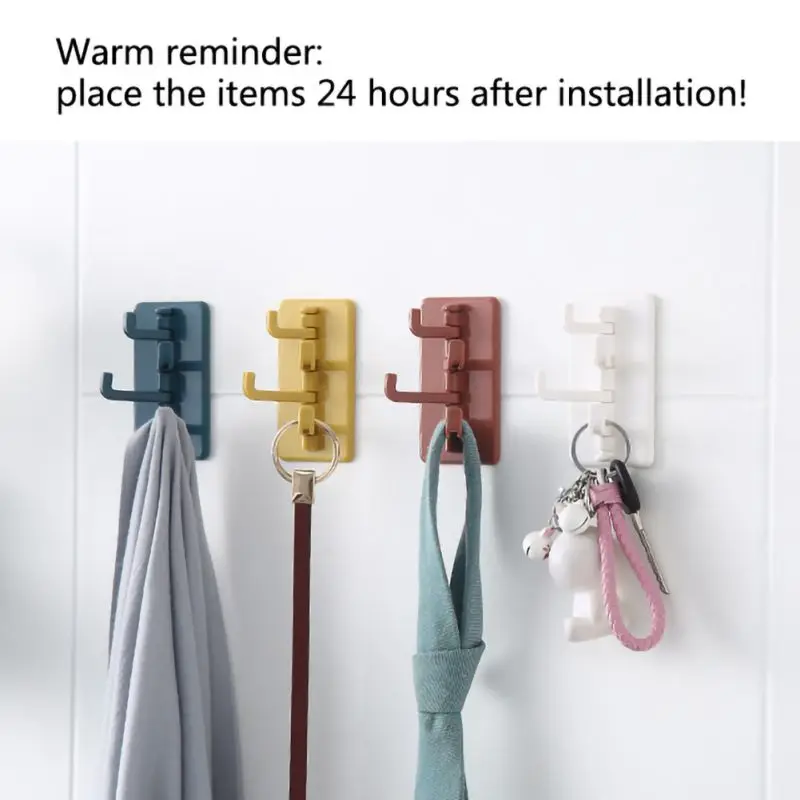 

Home Creative Wall Pothook Rotary 4-Hook kitchen bathroom wall rack towel rack without screw and trackless Storage Hanger Hooks