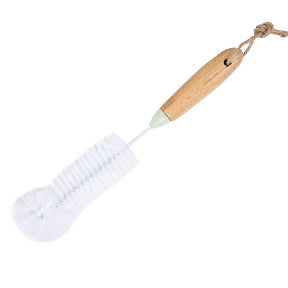 Bottle Scrub Powerful Practical Stain Remove Lightweight Cleaning Brush Wooden Handle Multi Use Portable Manual Hanging Kitchen