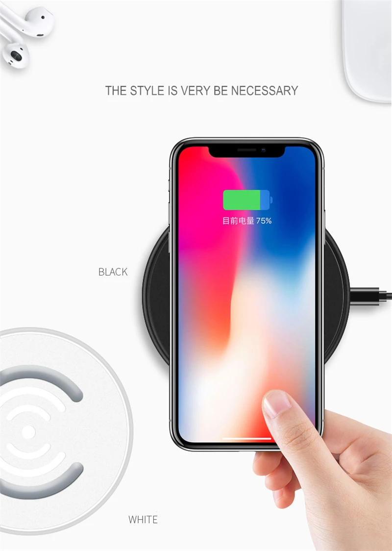 10 Вт Быстрое беспроводное зарядное устройство Qi для iPhone XS Max X XR 8 Plus USB быстрое настольное Беспроводное зарядное устройство для samsung S10 S9 Note 10 9