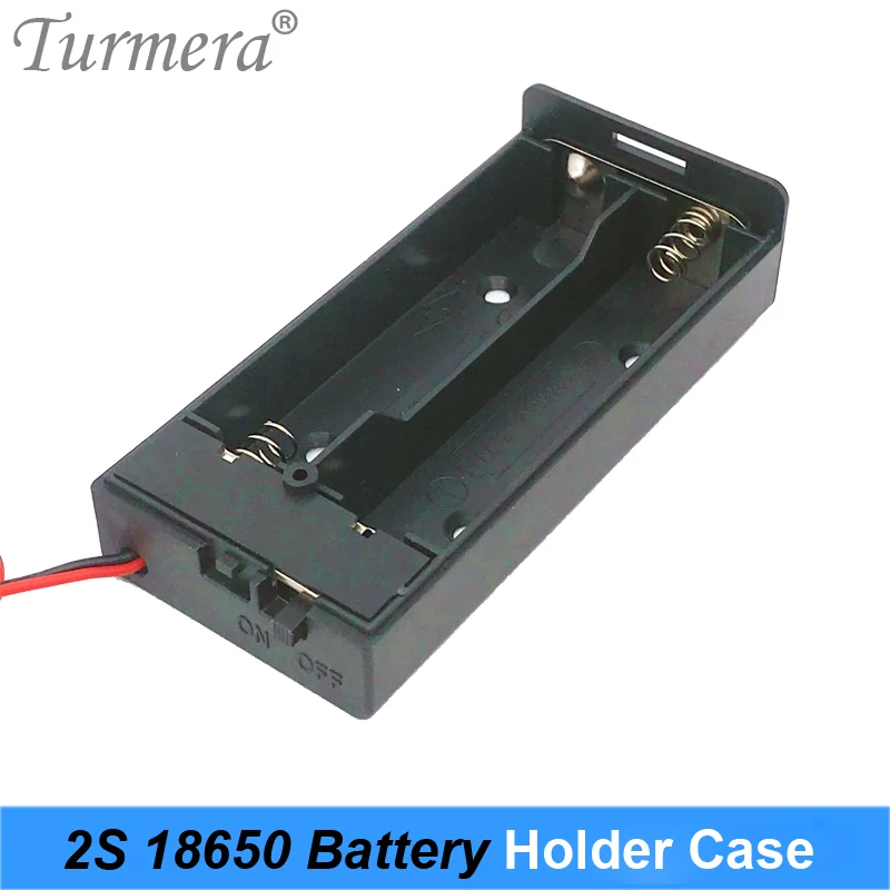 Turmera 3.7V 18650 Battery 2x Holder Connector Storage Case Box with ON/OFF Switch with Cable for Power Bank or Battery Pack Use