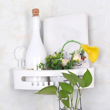 

HOT Suction Corner Bathroom Shower Shelf Storage Basket Wall for Shampoo,Conditioner,Plastic Shower Drill-Free Removable