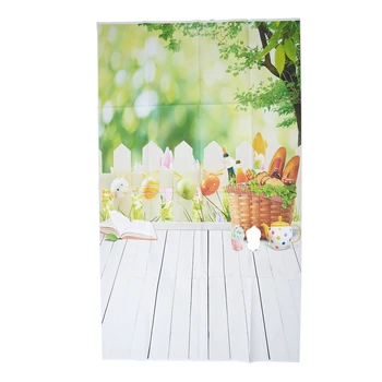 

3x5ft (90x150cm) Easter Photo Studio Background Basket Colorful Eggs Photography Backdrop Wood Floor Photographic Backdrops