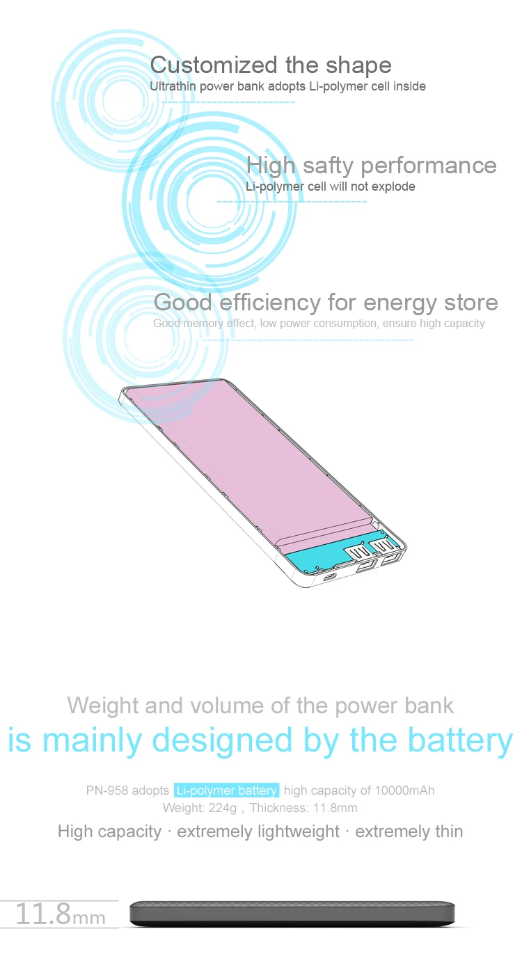 PINENG PN-958 10000mah power bank встряхнуть и начать литий-полимерный аккумулятор
