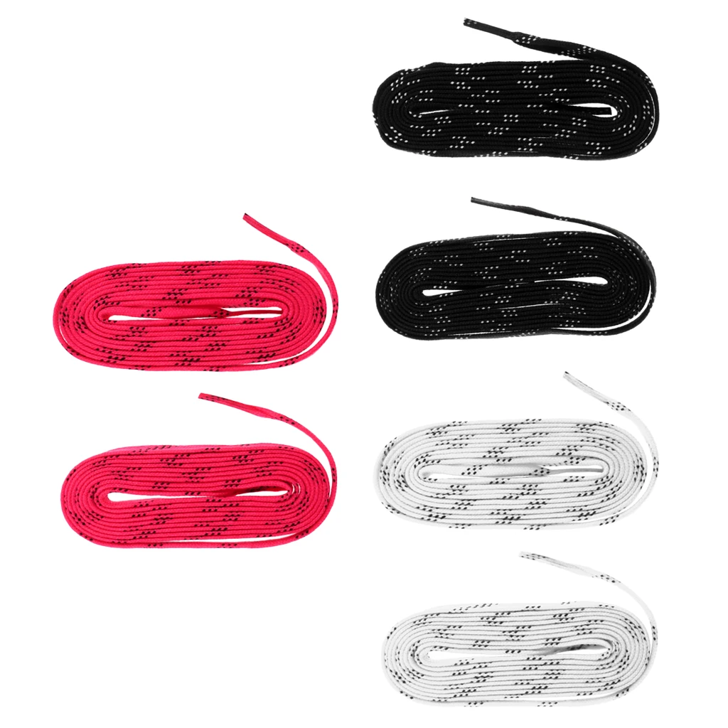 3 Pairs Ice Hockey Skate Flat Laces Shoelace Skating Inline Accessories Black White Red
