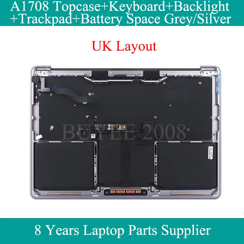 

Genuine A1708 Topcase For Macbook Pro 13.3" A1708 UK Keyboard Backlight Top Cases Trackpad Battery Laptop Assembly Grey Silver