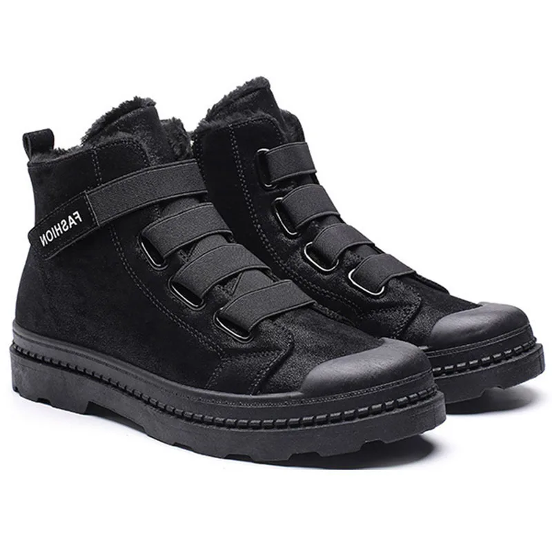 

Winter Men Shoes Comfortable Warm Fur Warm Plush Work boots High Top Outdoors Round Toe men's winter sneakers zapatos de hombre