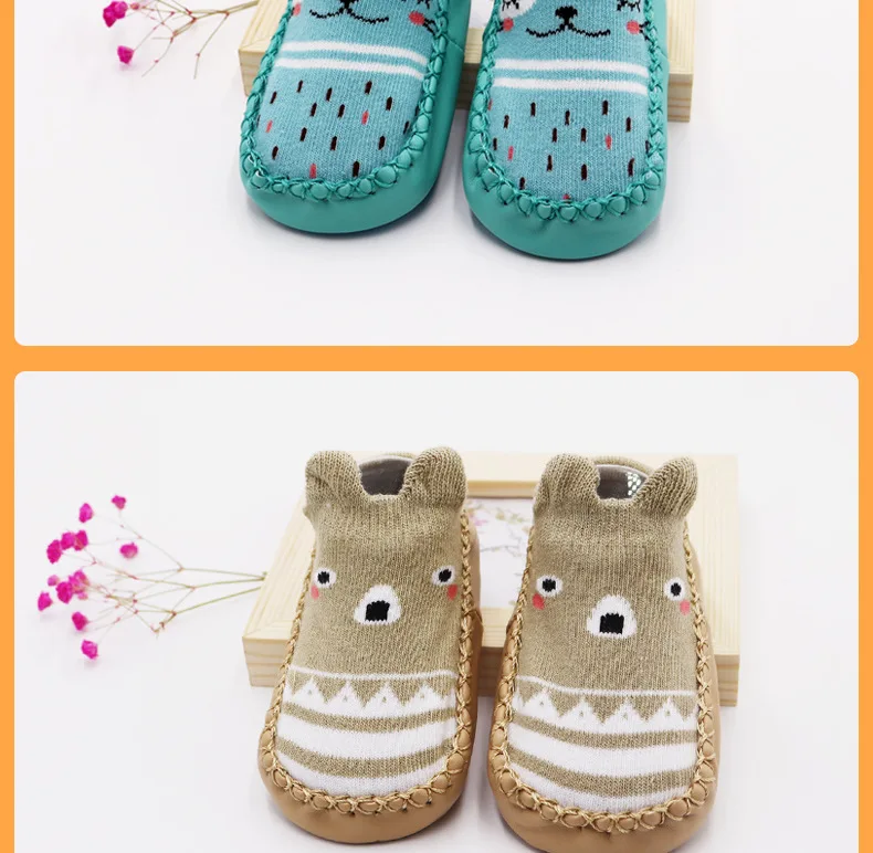 Весенне-летние детские Нескользящие хлопковые носки-тапочки с героями мультфильмов обувь для малышей 0-1-3 лет
